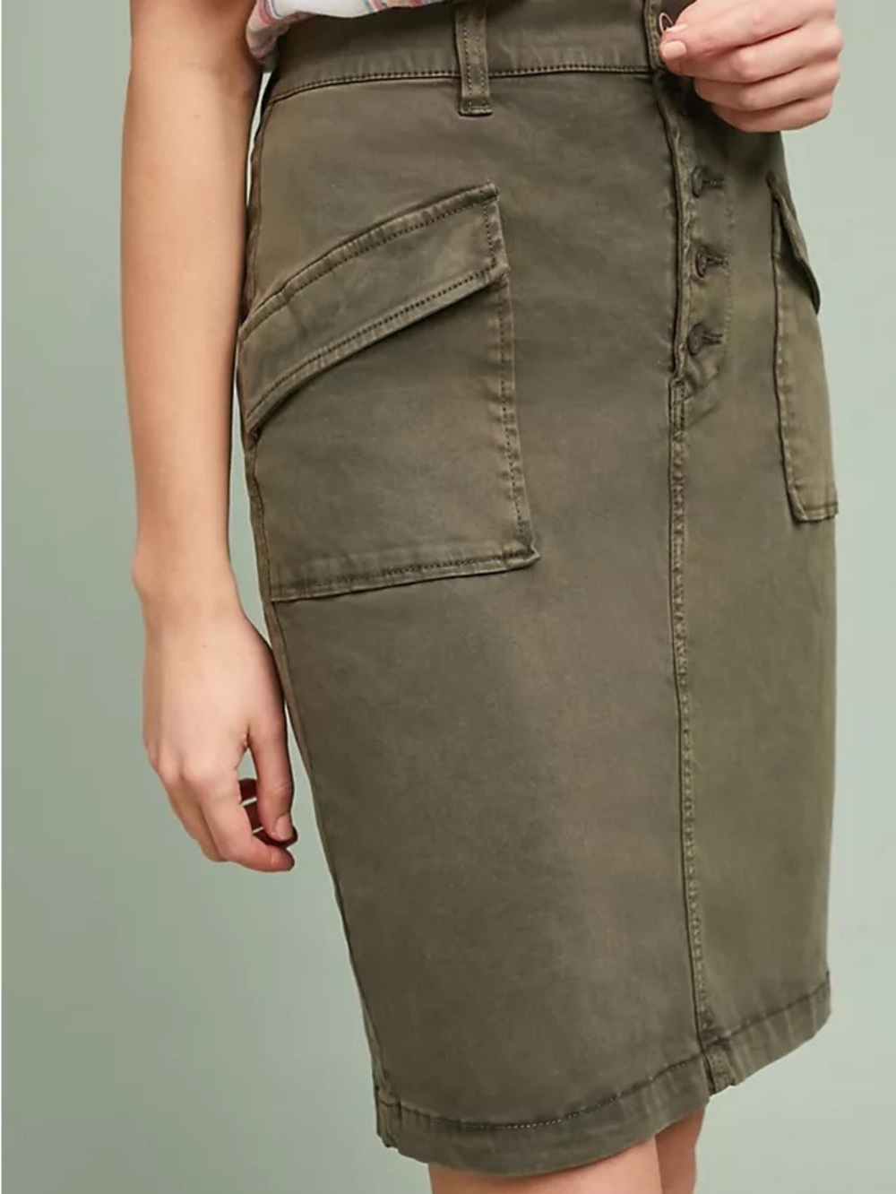 Pilcro Chino Pencil Skirt | Anthropologie | Utility Pocket Midi Skirt